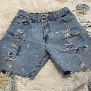 Levi 550 Women highwaist shorts splatter paint